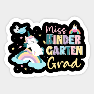 Miss Kindergarten Grad Unicorn Last Day Of School Gift For Kids Girls Sticker